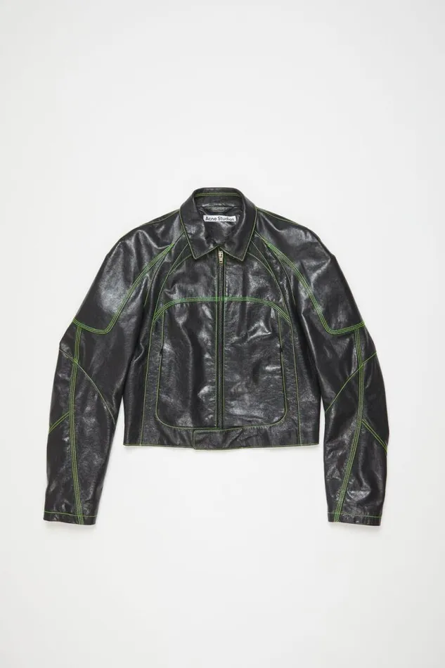 Acne Studios Leather Jacket Anthracite Grey Men Outerwear Acne Studios Leather Jacket Anthracite Grey Men Outerwear