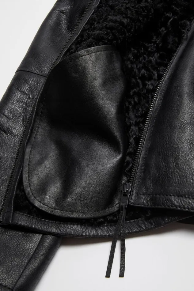 Acne Studios Leather Shearling Jacket Black Men Outerwear Acne Studios Leather Shearling Jacket Black Men Outerwear