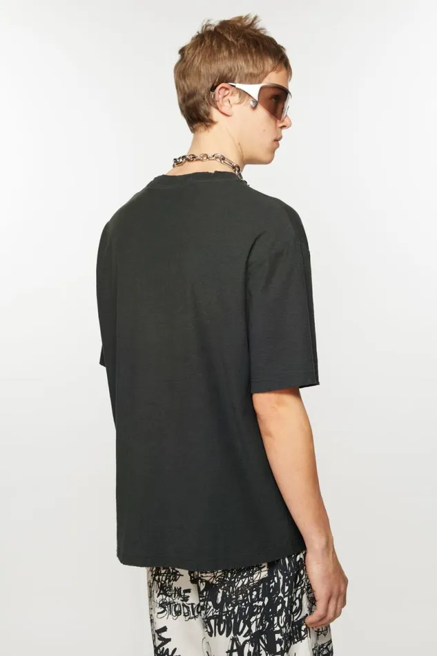Acne Studios Logo Tshirt 8211 Relaxed Fit Faded Black Men Tshirts