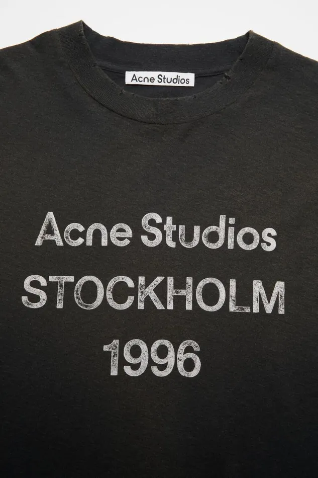 Acne Studios Logo Tshirt 8211 Relaxed Fit Faded Black Men Tshirts