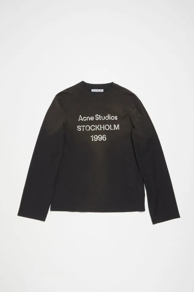 Acne Studios Logo Tshirt 8211 Relaxed Fit Faded Black Men Tshirts