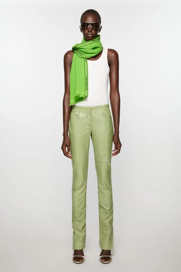 Acne Studios Logo Tape Scarf Green Men Scarves