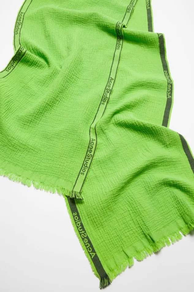 Acne Studios Logo Tape Scarf Green Men Scarves