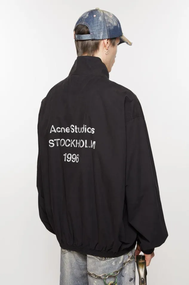 Acne Studios Logo Zipper Jacket Black Men Outerwear Acne Studios Logo Zipper Jacket Black Men Outerwear