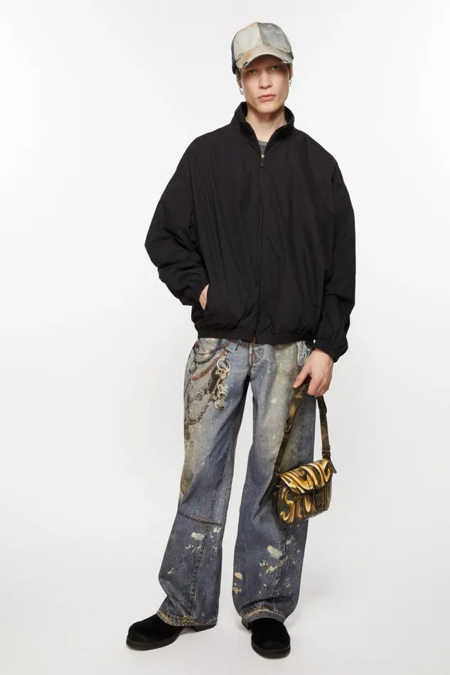 Acne Studios Logo Zipper Jacket Black Men Outerwear Acne Studios Logo Zipper Jacket Black Men Outerwear