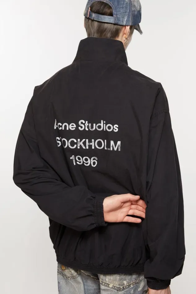 Acne Studios Logo Zipper Jacket Black Men Outerwear Acne Studios Logo Zipper Jacket Black Men Outerwear