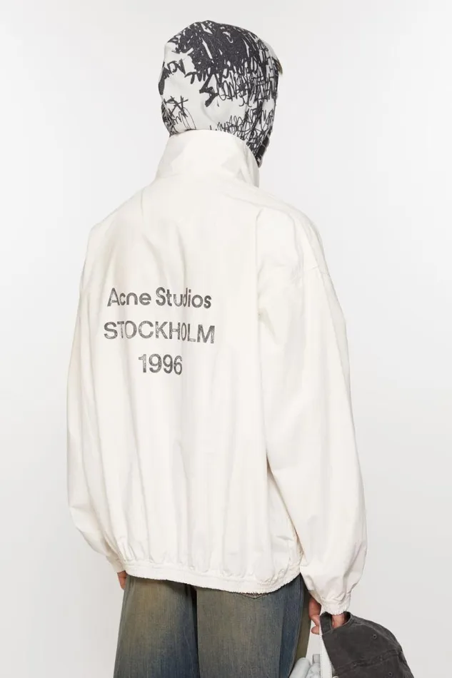 Acne Studios Logo Zipper Jacket Dusty White Men Outerwear