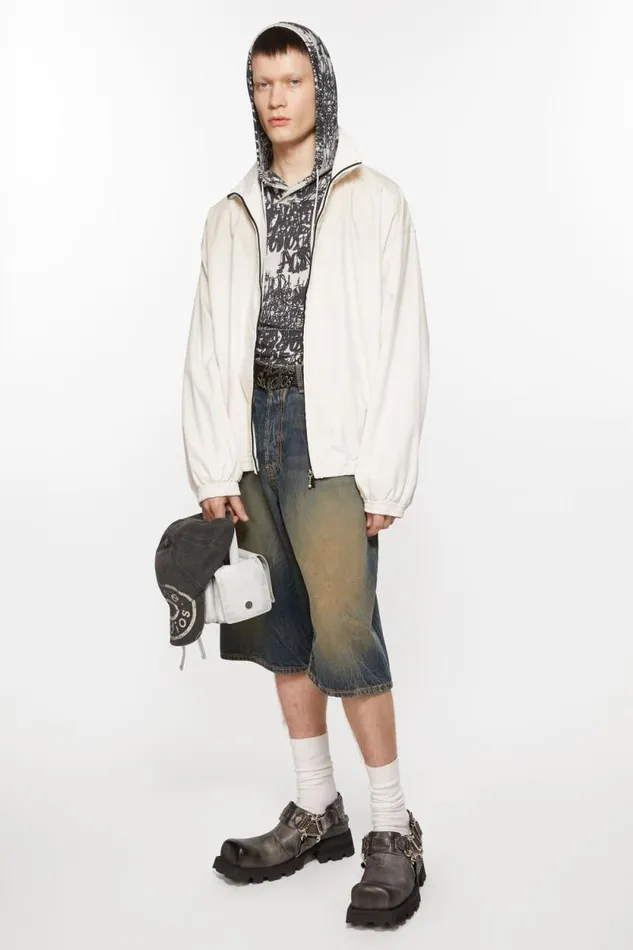 Acne Studios Logo Zipper Jacket Dusty White Men Outerwear