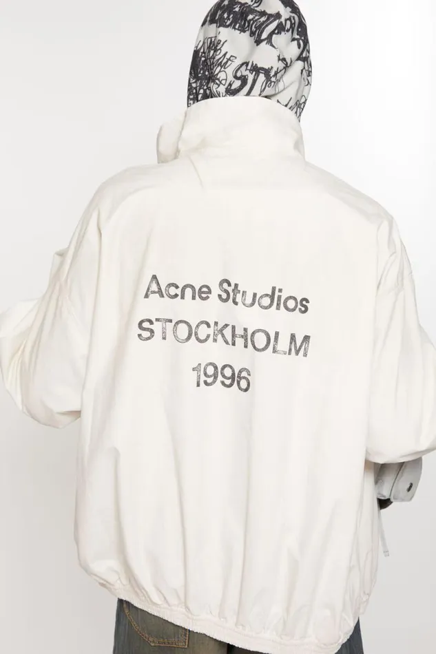 Acne Studios Logo Zipper Jacket Dusty White Men Outerwear
