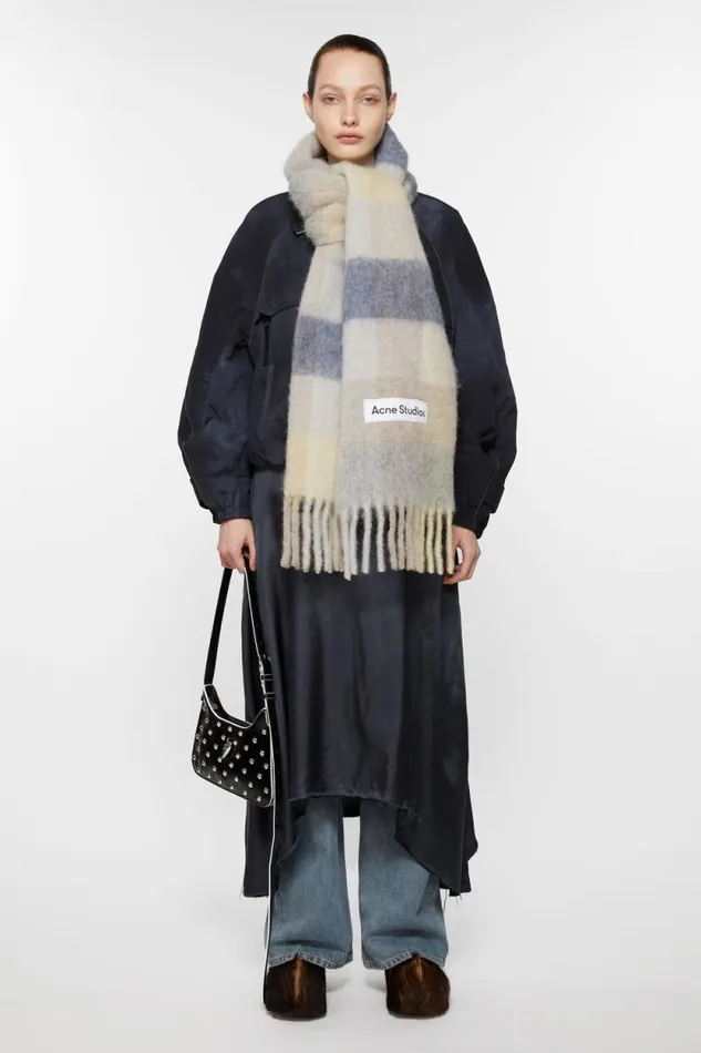 Acne Studios Mohair Checked Scarf Vanillabeigelavender Men Scarves