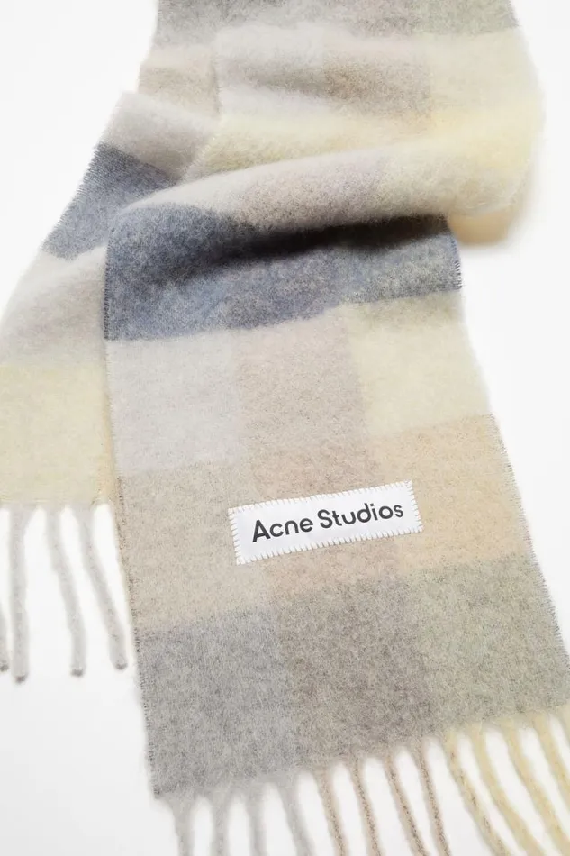 Acne Studios Mohair Checked Scarf Vanillabeigelavender Men Scarves