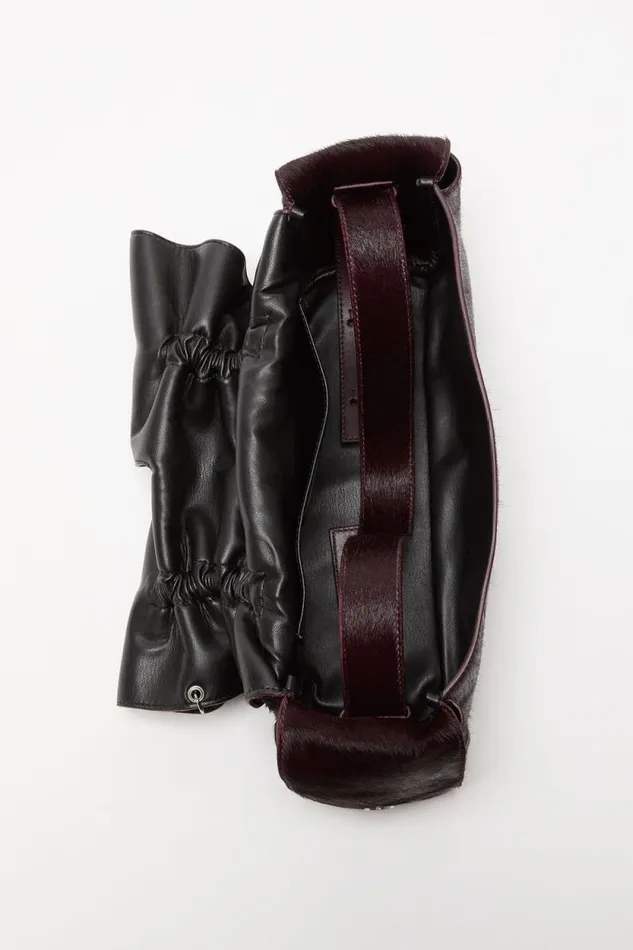 Acne Studios Multipocket Furry Leather Bag Dark Burgundy Women Bags Acne Studios Multipocket Furry Leather Bag Dark Burgundy Women Bags