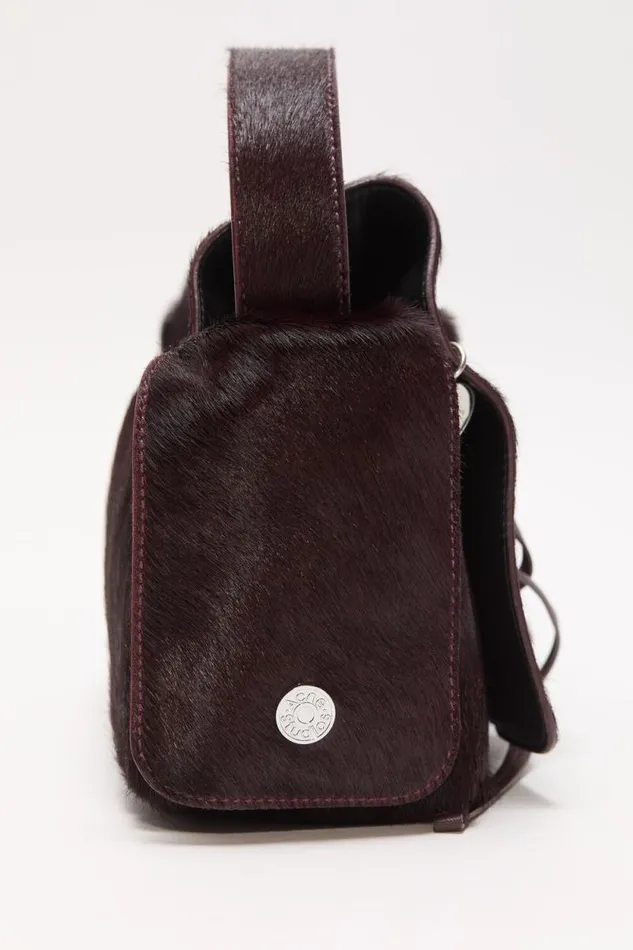 Acne Studios Multipocket Furry Leather Bag Dark Burgundy Women Bags Acne Studios Multipocket Furry Leather Bag Dark Burgundy Women Bags