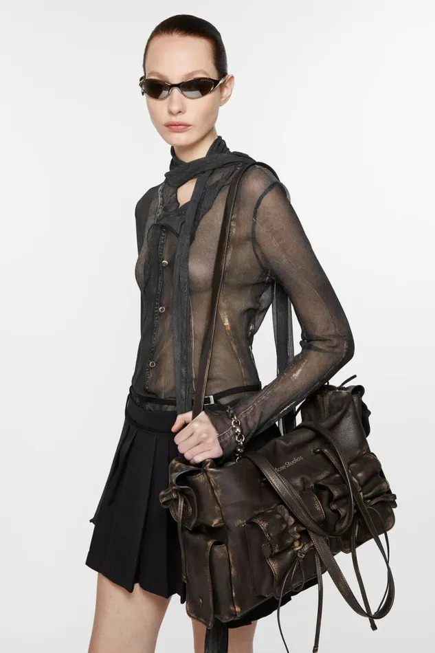 Acne Studios Multipocket Tote Bag Dark Brownbeige Men Bags