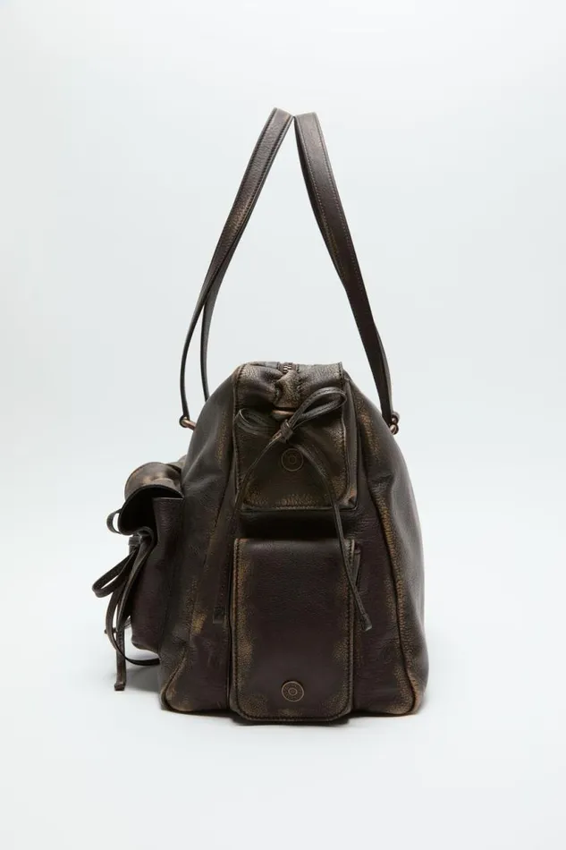 Acne Studios Multipocket Tote Bag Dark Brownbeige Men Bags