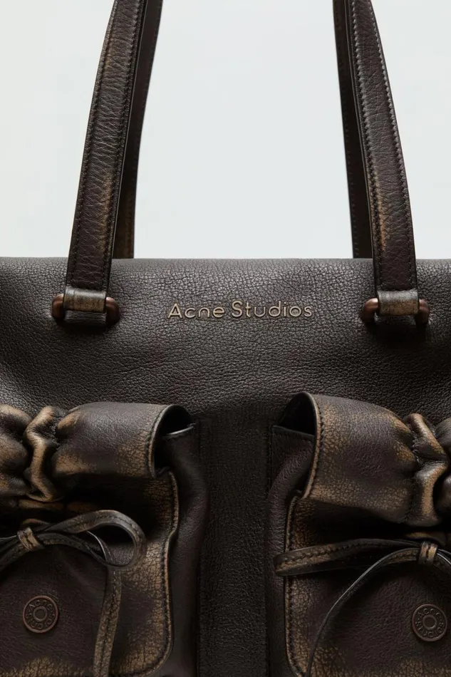 Acne Studios Multipocket Tote Bag Dark Brownbeige Men Bags