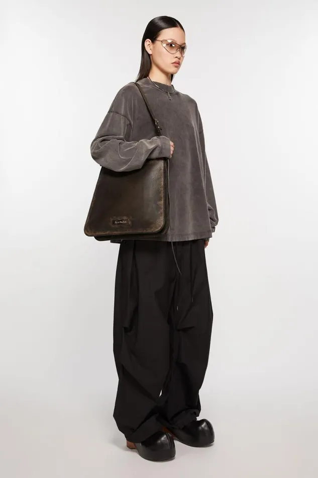 Acne Studios Platt Shoulder Bag Dark Brownbeige Men Bags