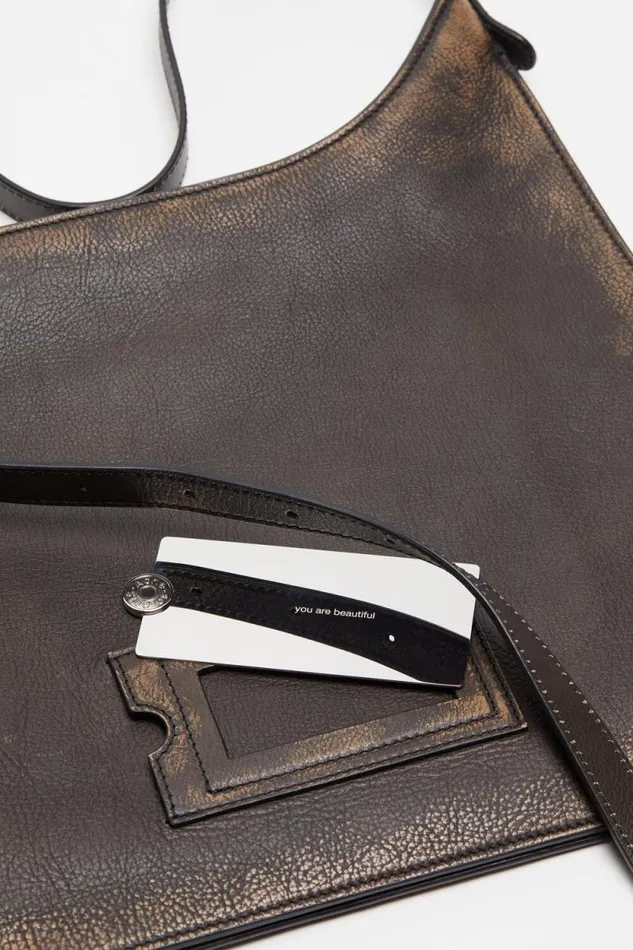 Acne Studios Platt Shoulder Bag Dark Brownbeige Men Bags