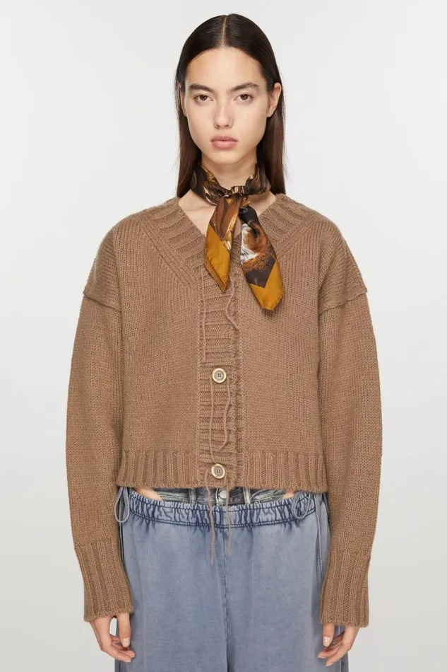 Acne Studios Print Silk Scarf Brown Men Scarves