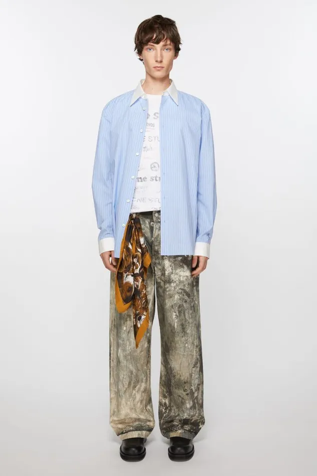 Acne Studios Print Silk Scarf Brown Men Scarves