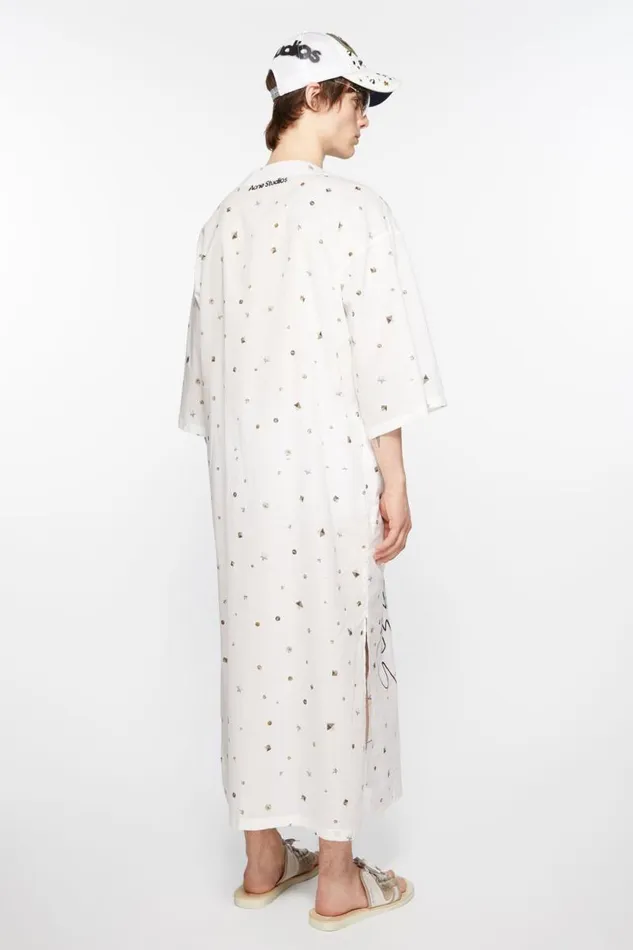 Acne Studios Printed Dress Optic White Women Dresses Acne Studios Printed Dress Optic White Women Dresses