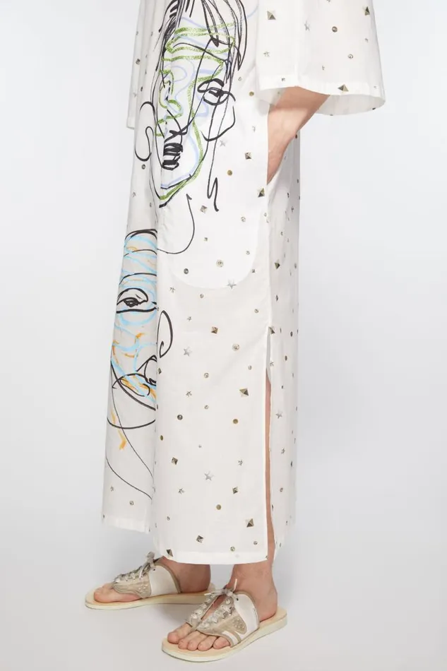 Acne Studios Printed Dress Optic White Women Dresses Acne Studios Printed Dress Optic White Women Dresses
