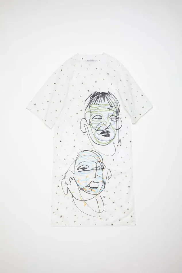 Acne Studios Printed Dress Optic White Women Dresses Acne Studios Printed Dress Optic White Women Dresses