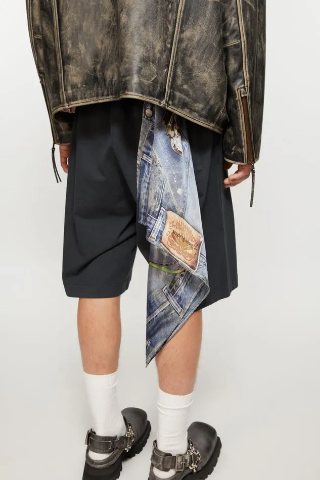 Acne Studios Printed Silk Scarf Denim Blue Women Scarves Acne Studios Printed Silk Scarf Denim Blue Women Scarves