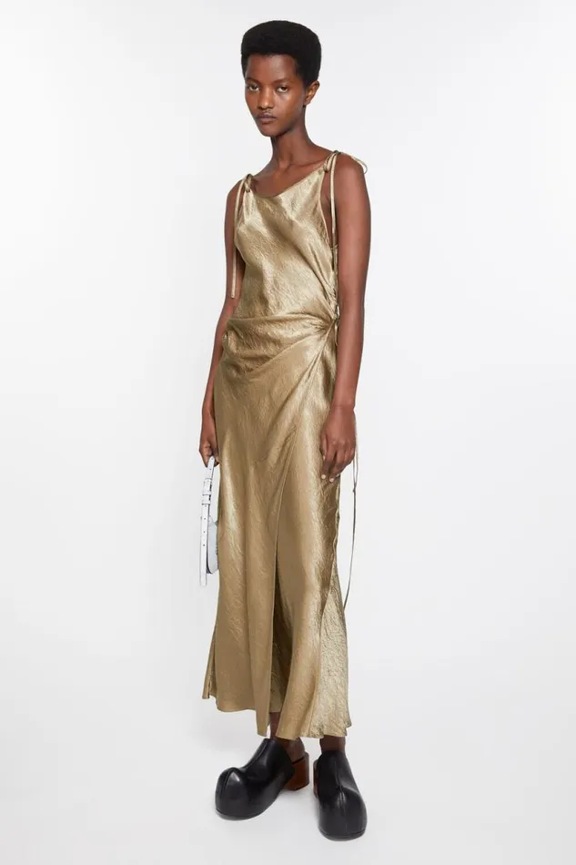 Acne Studios Satin Dress Old Green Women Dresses Acne Studios Satin Dress Old Green Women Dresses