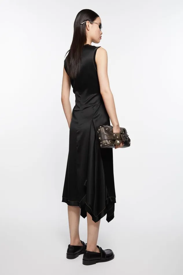 Acne Studios Satin Sleeveless Dress Black Women Dresses Acne Studios Satin Sleeveless Dress Black Women Dresses