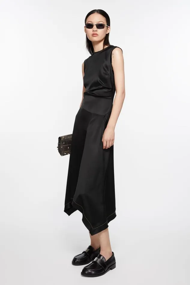 Acne Studios Satin Sleeveless Dress Black Women Dresses Acne Studios Satin Sleeveless Dress Black Women Dresses