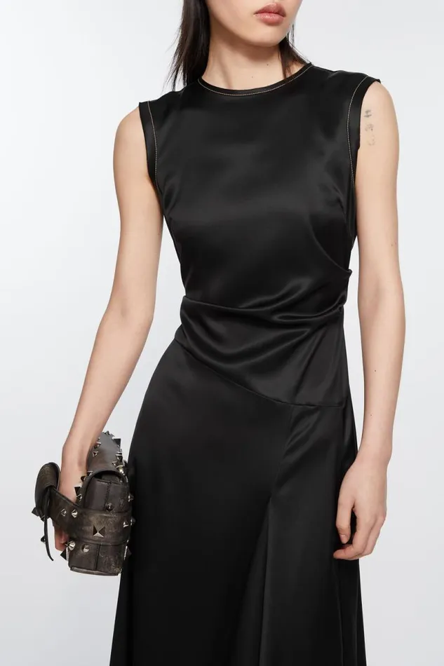Acne Studios Satin Sleeveless Dress Black Women Dresses Acne Studios Satin Sleeveless Dress Black Women Dresses