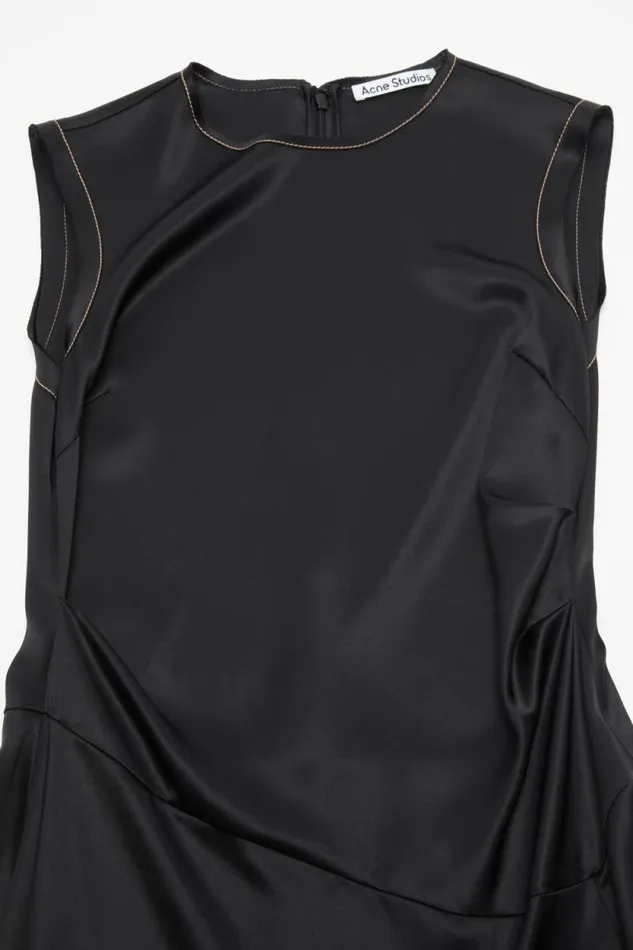 Acne Studios Satin Sleeveless Dress Black Women Dresses Acne Studios Satin Sleeveless Dress Black Women Dresses