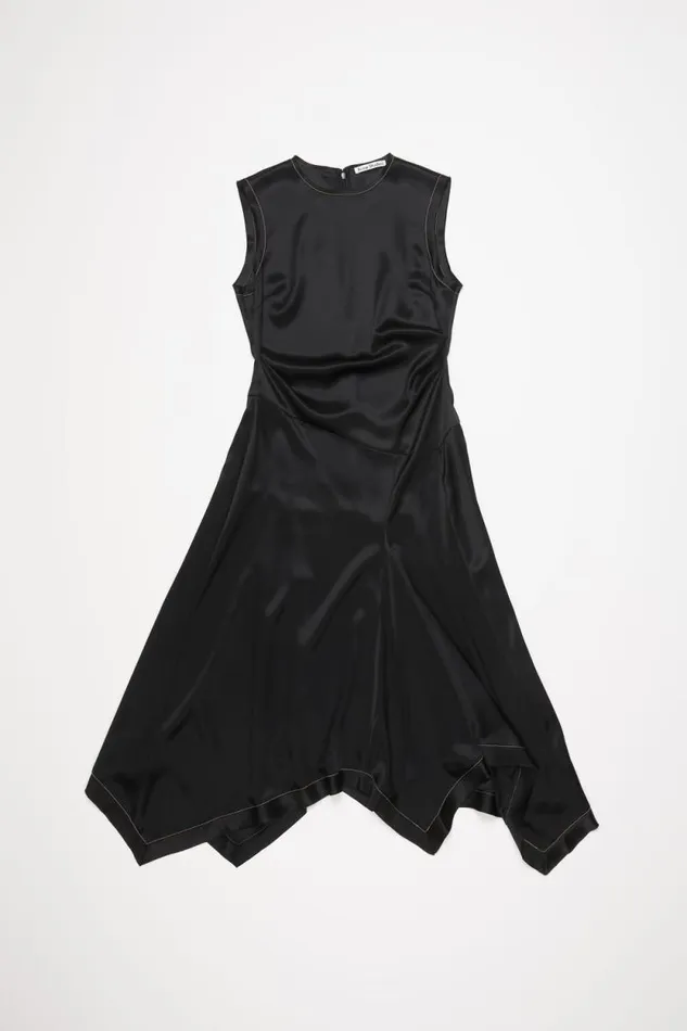 Acne Studios Satin Sleeveless Dress Black Women Dresses Acne Studios Satin Sleeveless Dress Black Women Dresses