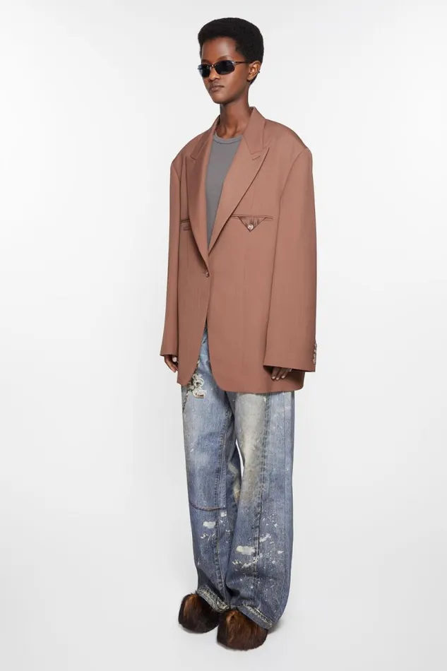 Acne Studios Singlebreasted Jacket Metallic Brown Women Suit Jackets
