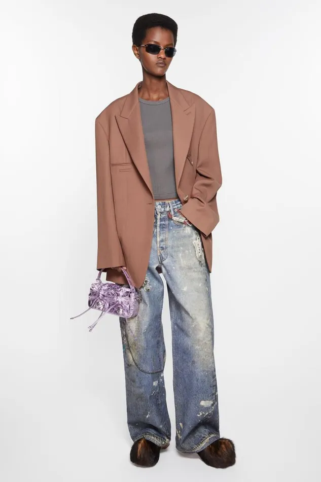 Acne Studios Singlebreasted Jacket Metallic Brown Women Suit Jackets