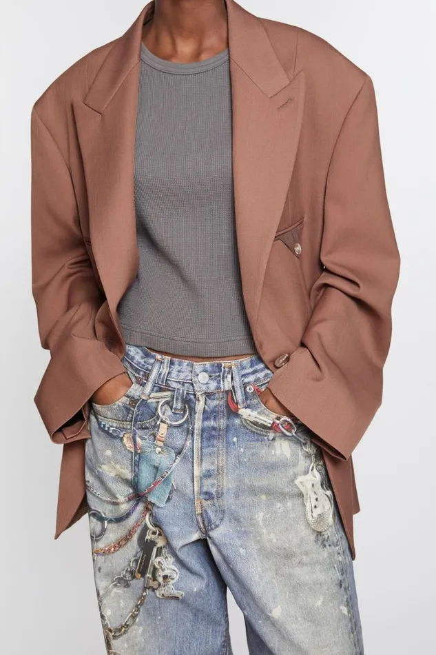 Acne Studios Singlebreasted Jacket Metallic Brown Women Suit Jackets