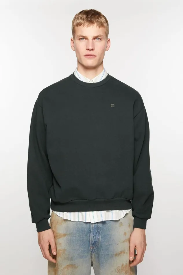 Acne Studios Sweater Face Logo 8211 Regular Fit Dark Grey Men Sweatshirts