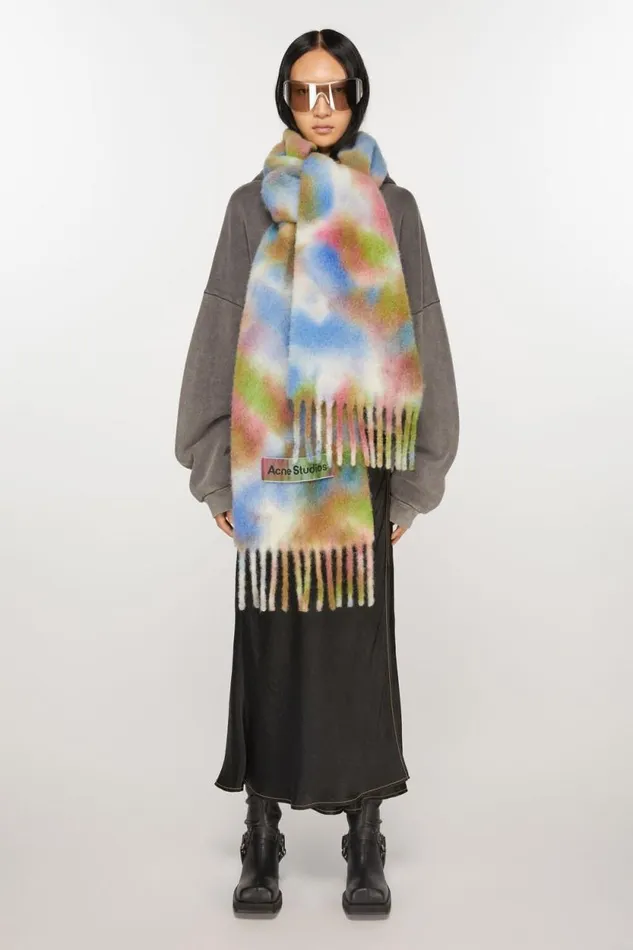 Acne Studios Tiedye Alpaca Wool Scarf Green Multi Women Scarves Acne Studios Tiedye Alpaca Wool Scarf Green Multi Women Scarves