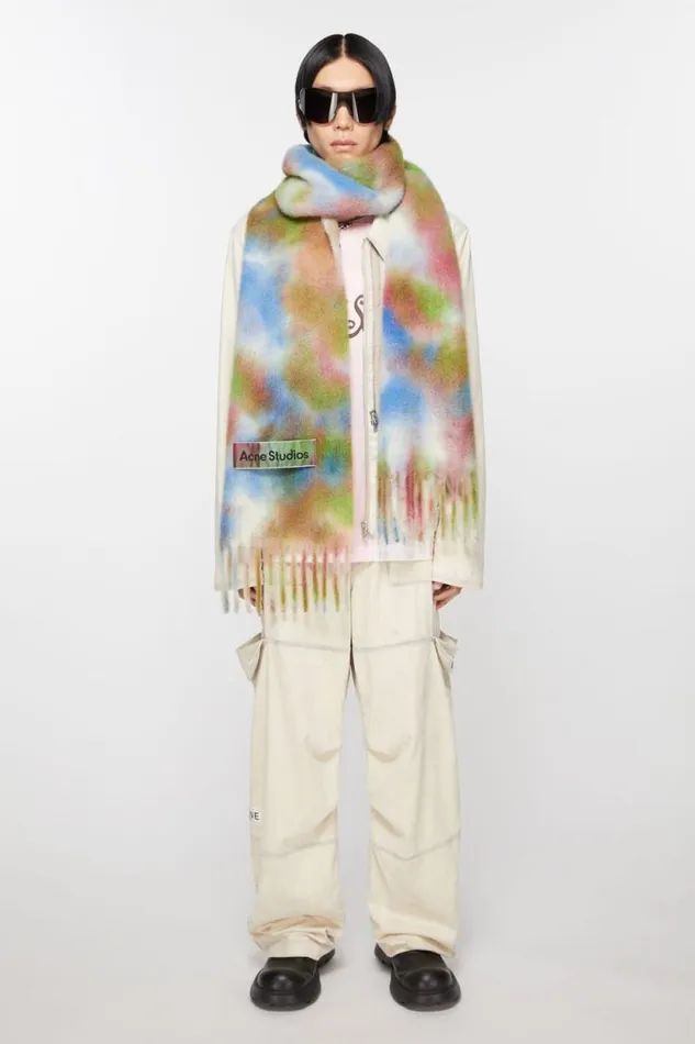 Acne Studios Tiedye Alpaca Wool Scarf Green Multi Women Scarves Acne Studios Tiedye Alpaca Wool Scarf Green Multi Women Scarves