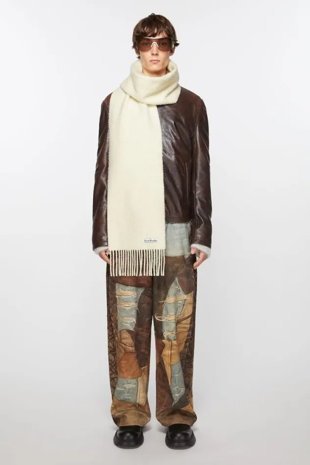 Acne Studios Wool Fringe Scarf Warm White Women Scarves