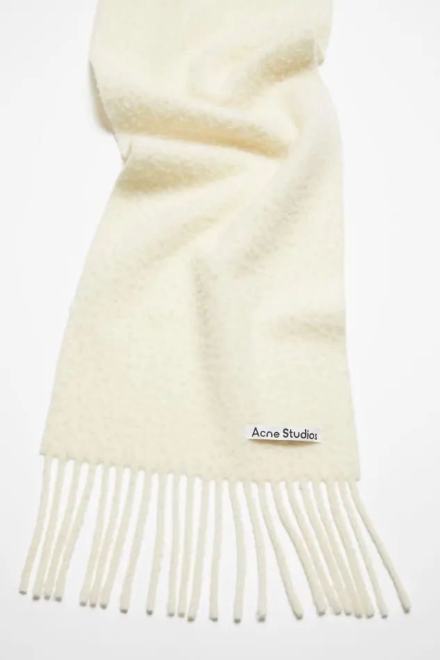 Acne Studios Wool Fringe Scarf Warm White Women Scarves