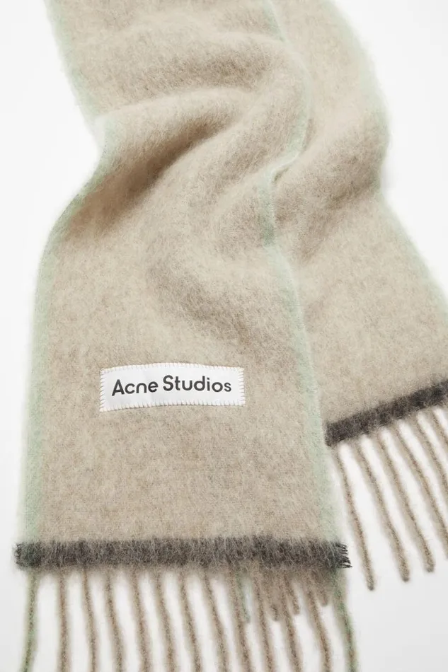 Acne Studios Wool Mohair Scarf 8211 Narrow Beigegrey Men Scarves