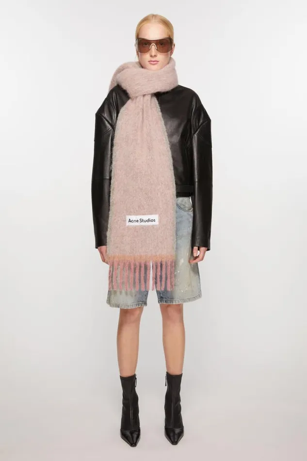 Acne Studios Wool Mohair Scarf 8211 Narrow Dusty Pink Women Scarves