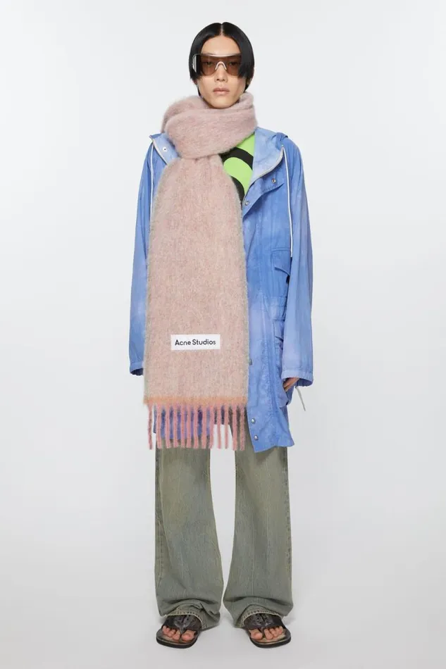 Acne Studios Wool Mohair Scarf 8211 Narrow Dusty Pink Women Scarves