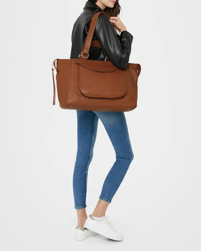Aimee Kestenberg Tote Bags Women Bleecker XL Tote Chestnut With 14k Yellow Gold