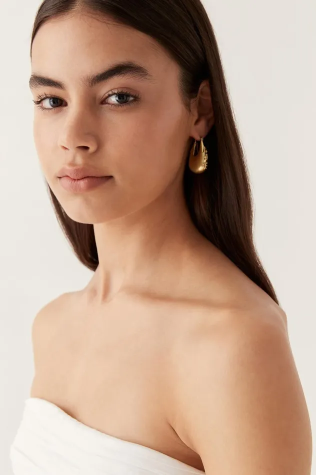 Aje Bold Logo Earring Brushed Gold Women Aje Jewelry