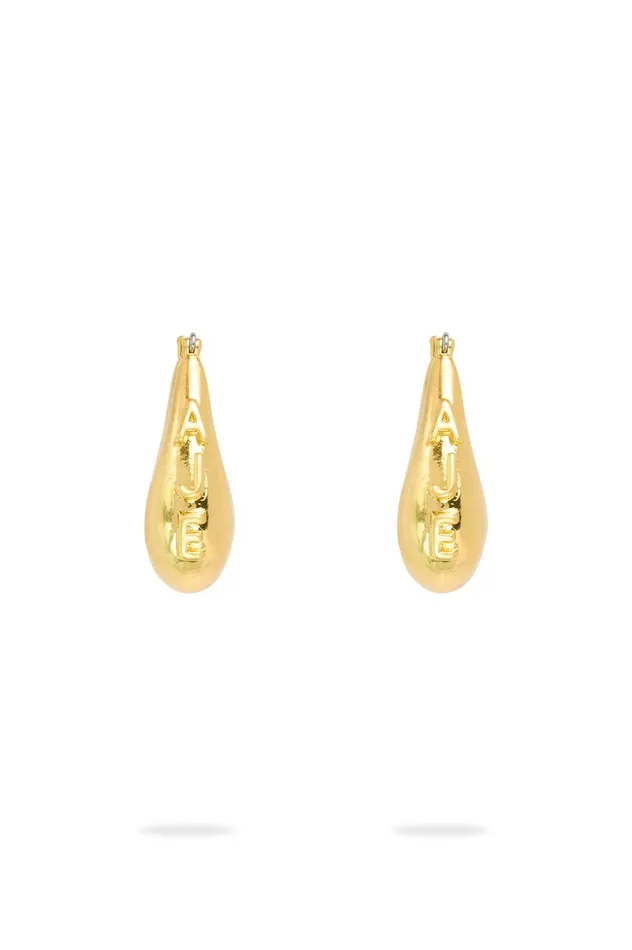 Aje Bold Logo Earring Brushed Gold Women Aje Jewelry