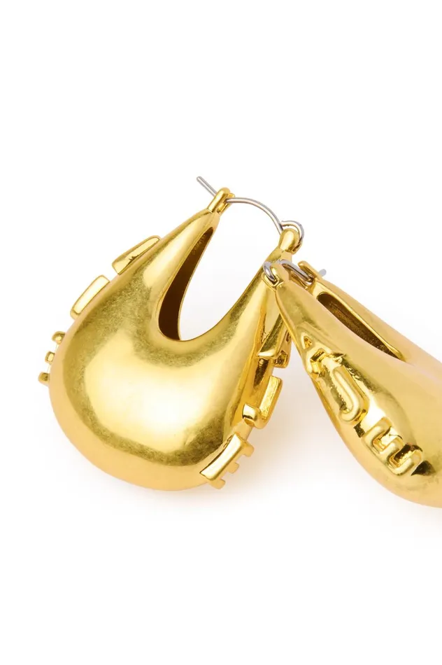 Aje Bold Logo Earring Brushed Gold Women Aje Jewelry