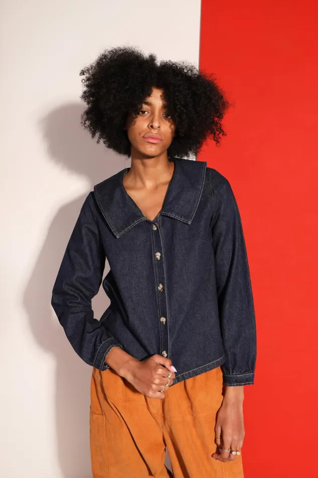 Albie Shirt Indigo Womens LF Markey Tops